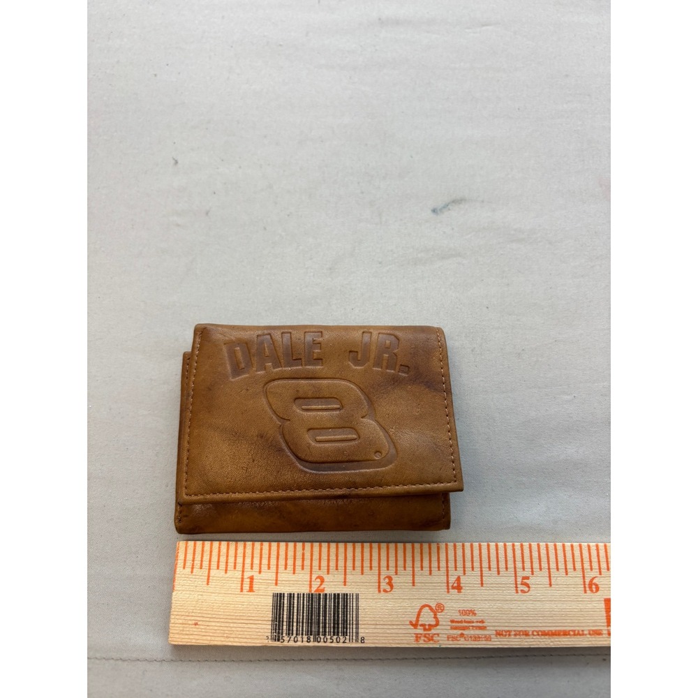 Dale Earnhardt Jr 8 NASCAR Genuine Brown Leather Trifold Wallet Mens Racing